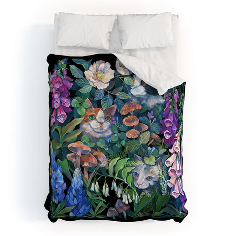 Clara McAllister Cats Foxglove Garden Duvet Cover