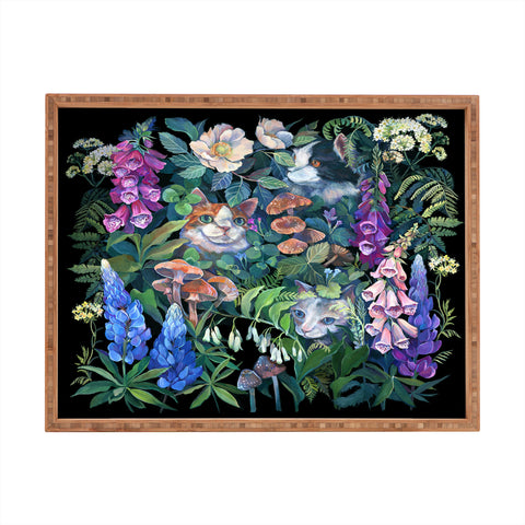 Clara McAllister Cats Foxglove Garden Rectangular Tray