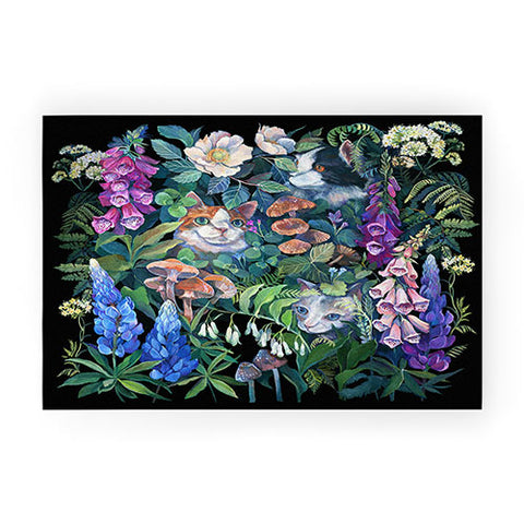 Clara McAllister Cats Foxglove Garden Welcome Mat