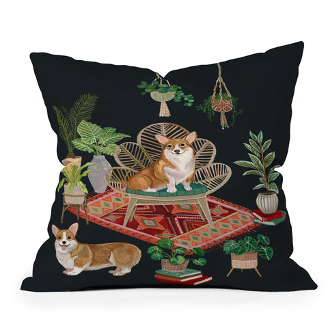 Clara McAllister Corgi Living Room Throw Pillow