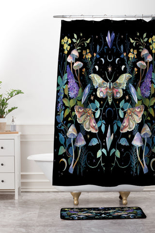 Clara McAllister Crystals Moth Mushroom Shower Curtain And Mat