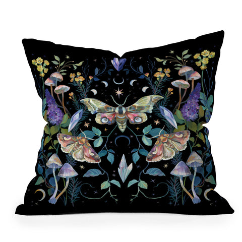 Clara McAllister Crystals Moth Mushroom Outdoor Throw Pillow
