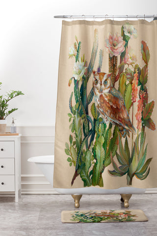 Clara McAllister Desert Owls Shower Curtain And Mat