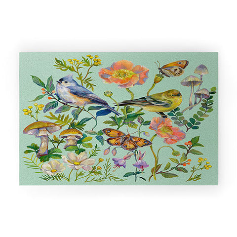 Clara McAllister Floral Birds Welcome Mat