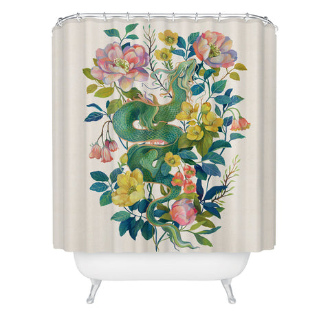 Clara McAllister Floral Dragon Shower Curtain