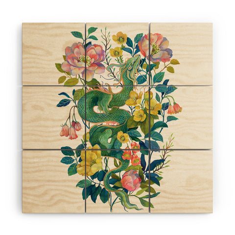 Clara McAllister Floral Dragon Wood Wall Mural