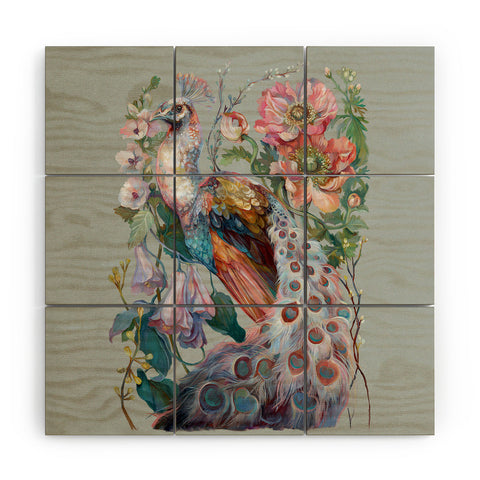 Clara McAllister Floral Peacock Wood Wall Mural