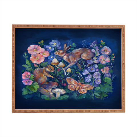 Clara McAllister Floral Rabbit Garden Rectangular Tray
