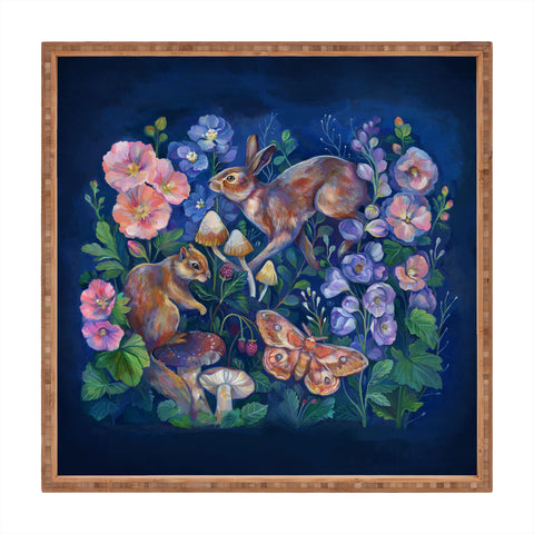 Clara McAllister Floral Rabbit Garden Square Tray