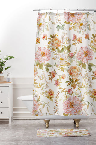 Clara McAllister Floral Watercolor Print Shower Curtain And Mat