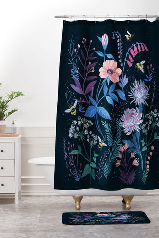 Clara McAllister Flower bees Shower Curtain And Mat