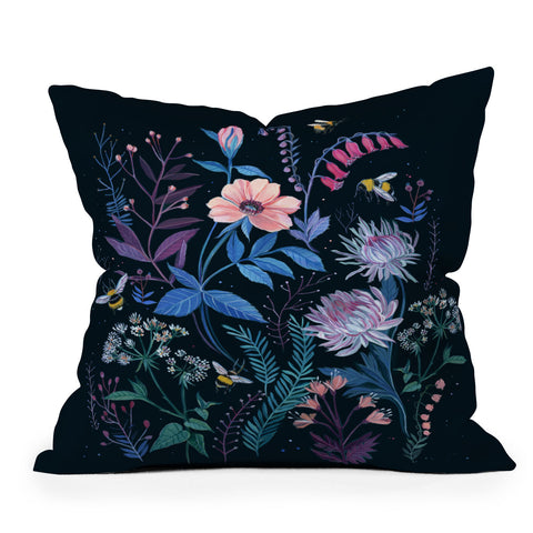 Clara McAllister Flower bees Outdoor Throw Pillow