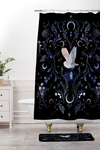Clara McAllister Flying Owl Shower Curtain And Mat