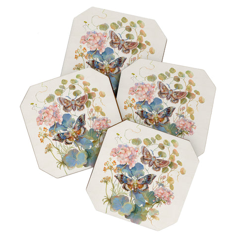 Clara McAllister Geranium Moths Coaster Set