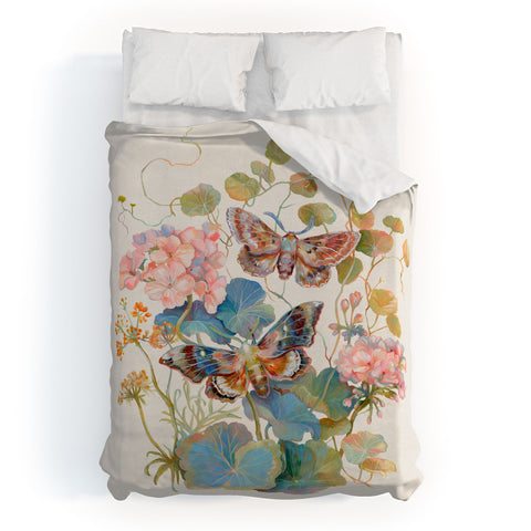 Clara McAllister Geranium Moths Duvet Cover