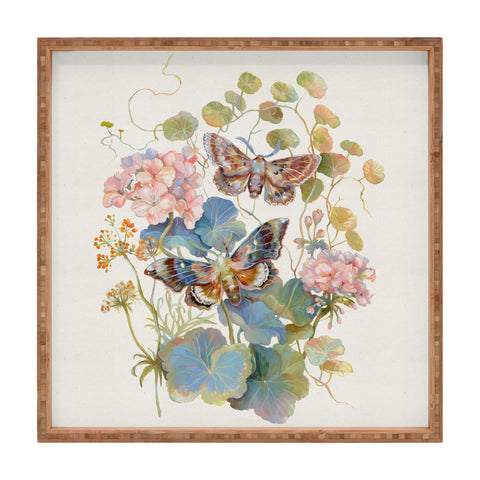 Clara McAllister Geranium Moths Square Tray