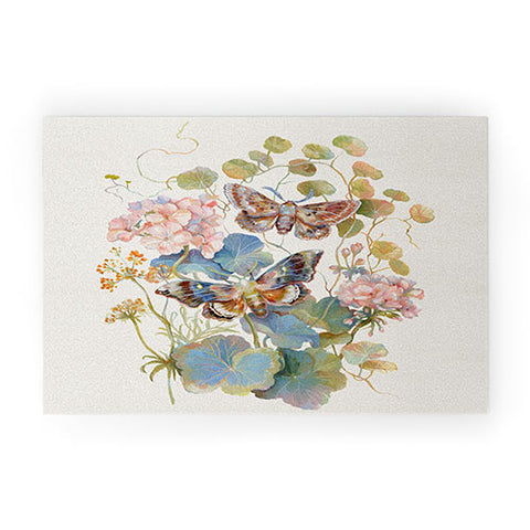 Clara McAllister Geranium Moths Welcome Mat