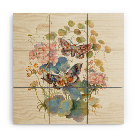 Clara McAllister Geranium Moths Wood Wall Mural