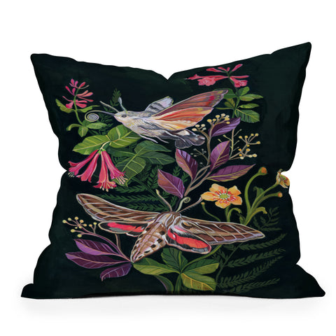 Clara McAllister Hummingbird moth Throw Pillow