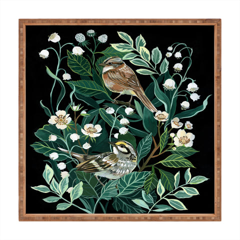 Clara McAllister Lily of the valley Birds Square Tray
