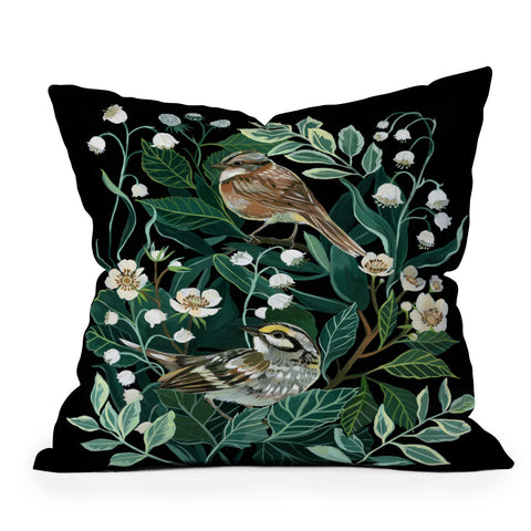 Clara McAllister Lily of the valley Birds Throw Pillow