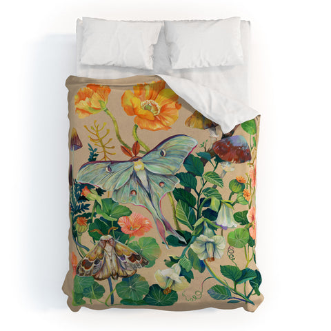 Clara McAllister Luna Moth Floral Mushroom Duvet Cover