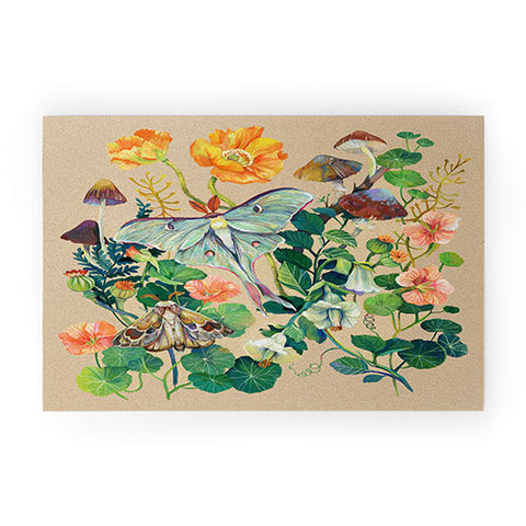 Clara McAllister Luna Moth Floral Mushroom Welcome Mat