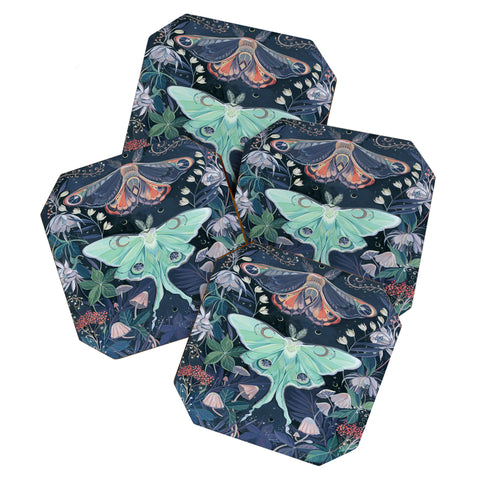Clara McAllister Luna Moth Painting Coaster Set