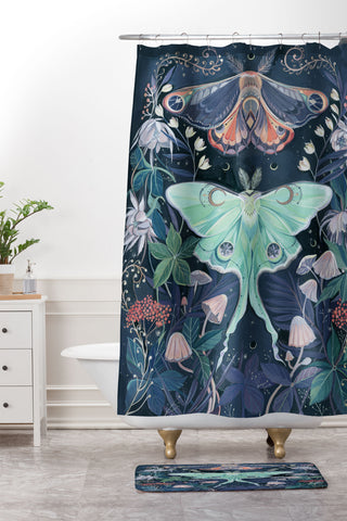 Clara McAllister Luna Moth Painting Shower Curtain And Mat