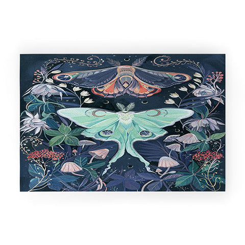 Clara McAllister Luna Moth Painting Welcome Mat