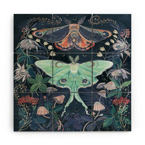 Clara McAllister Luna Moth Painting Wood Wall Mural