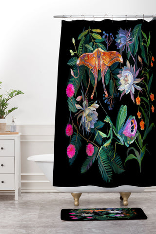 Clara McAllister Mantis Moth Shower Curtain And Mat