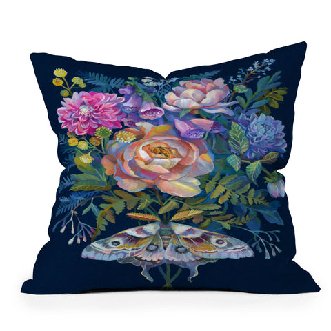 Clara McAllister Moth Bouquet Outdoor Throw Pillow