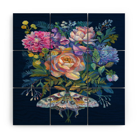 Clara McAllister Moth Bouquet Wood Wall Mural