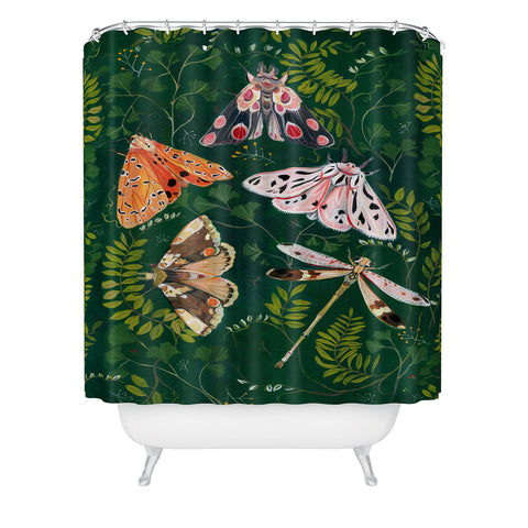 Clara McAllister Moths and dragonfly Shower Curtain