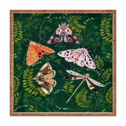 Clara McAllister Moths and dragonfly Square Tray