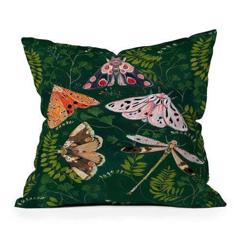 Clara McAllister Moths and dragonfly Throw Pillow