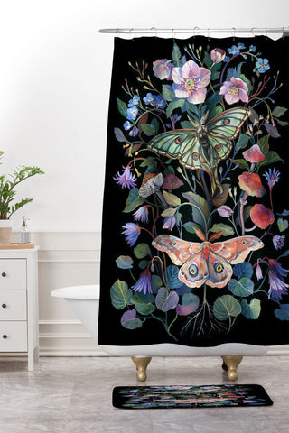 Clara McAllister Moths Magic Shower Curtain And Mat