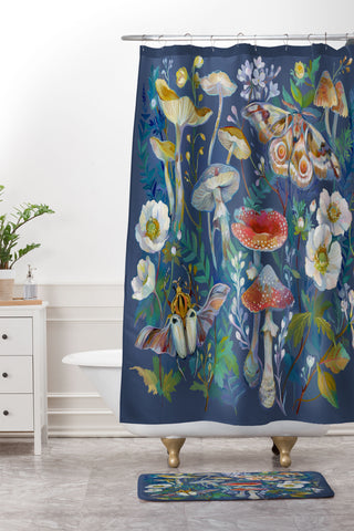 Clara McAllister Mushroom Beetle Garden Shower Curtain And Mat