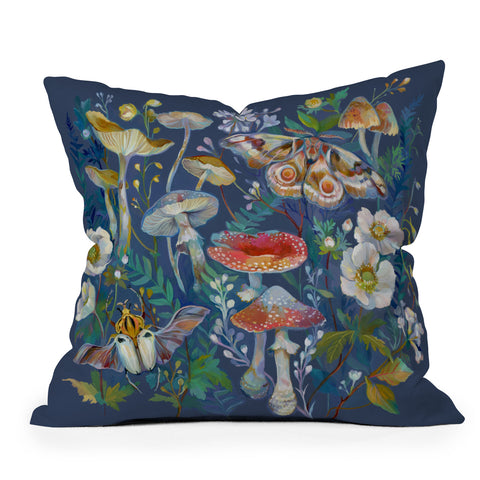 Clara McAllister Mushroom Beetle Garden Outdoor Throw Pillow