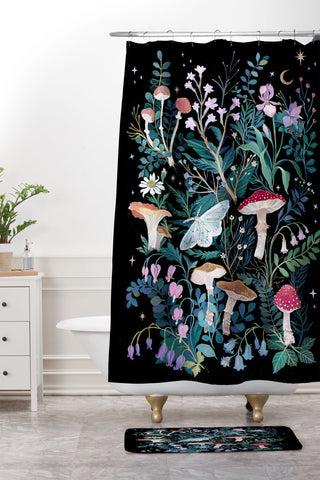 Clara McAllister Mushroom Night Garden Shower Curtain And Mat