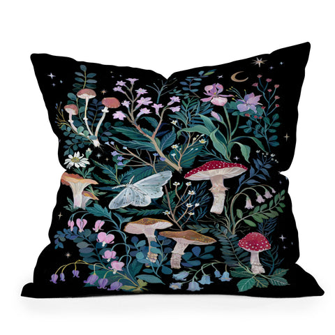 Clara McAllister Mushroom Night Garden Outdoor Throw Pillow