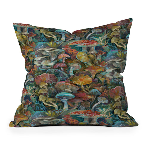 Clara McAllister Mushrooms Print Outdoor Throw Pillow