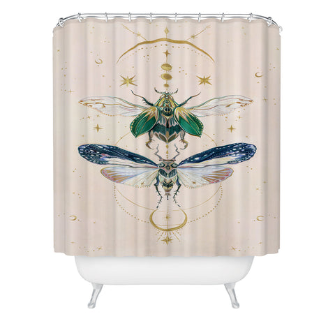 Clara McAllister Mystical Insects Moon Shower Curtain