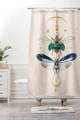Clara McAllister Mystical Insects Moon Shower Curtain And Mat