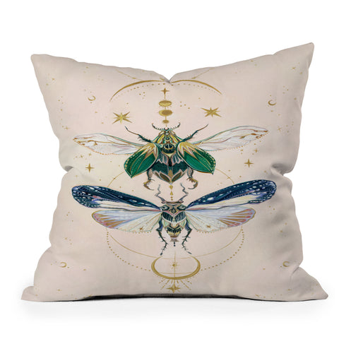Clara McAllister Mystical Insects Moon Outdoor Throw Pillow