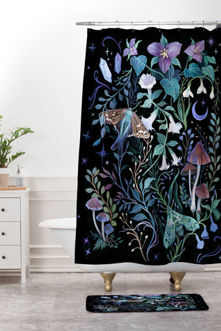 Clara McAllister Night Blooms Shower Curtain And Mat