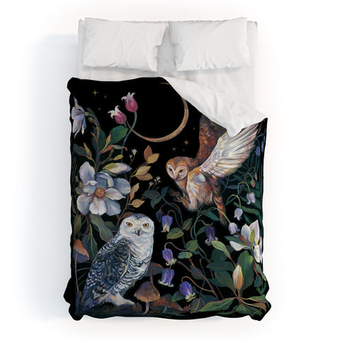 Clara McAllister Owls Magnolia Duvet Cover