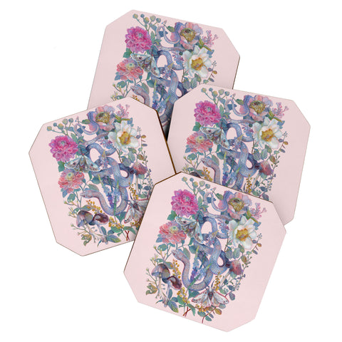 Clara McAllister Pink Floral Snake Coaster Set