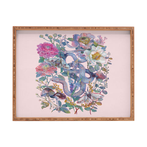 Clara McAllister Pink Floral Snake Rectangular Tray